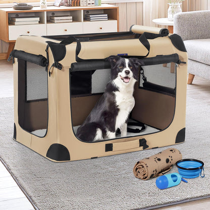 Portable Collapsible Dog Crate, 24" Soft Dog Crate for Car Travel