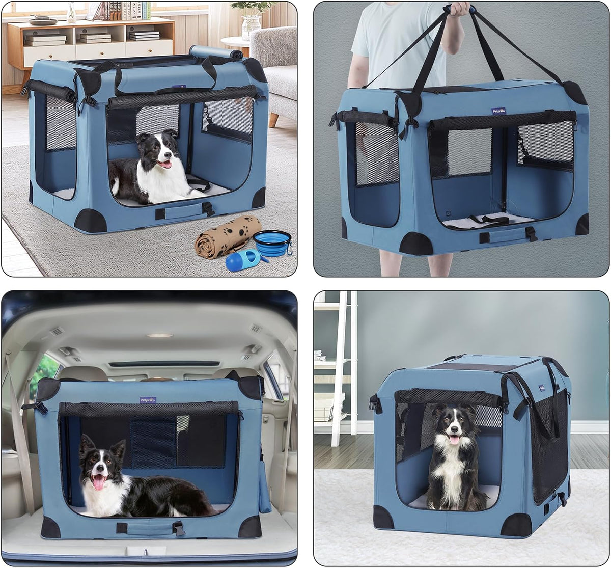 Portable Collapsible Dog Crate, 24" Soft Dog Crate for Car Travel
