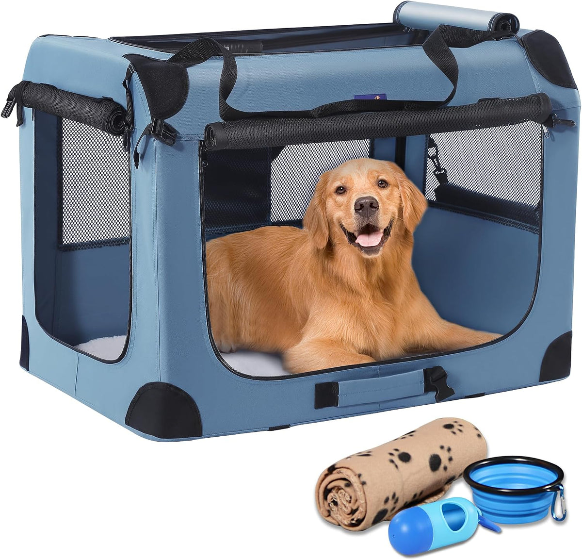 Portable Collapsible Dog Crate, 24" Soft Dog Crate for Car Travel