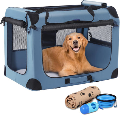 Portable Collapsible Dog Crate, 24" Soft Dog Crate for Car Travel