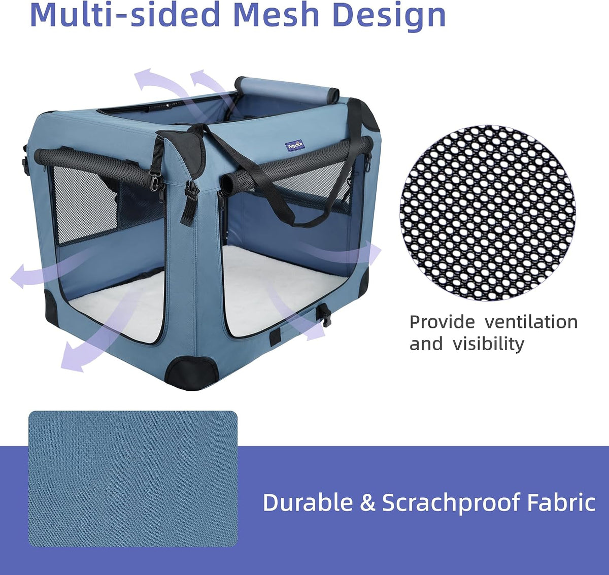 Portable Collapsible Dog Crate, 24" Soft Dog Crate for Car Travel