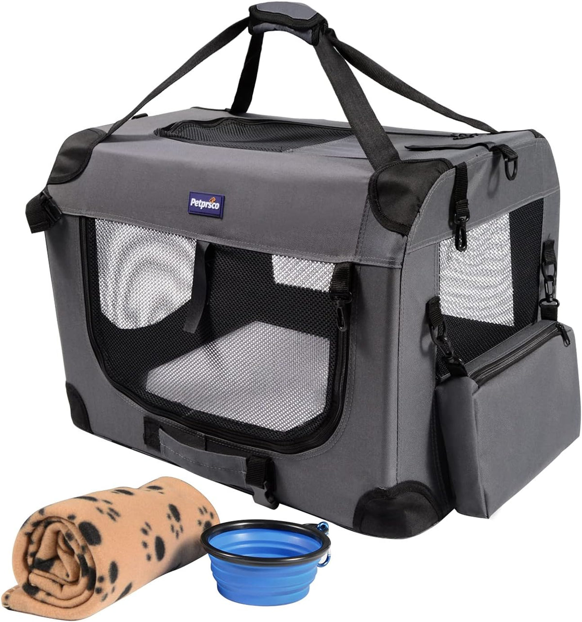 Portable Collapsible Dog Crate, 24" Soft Dog Crate for Car Travel