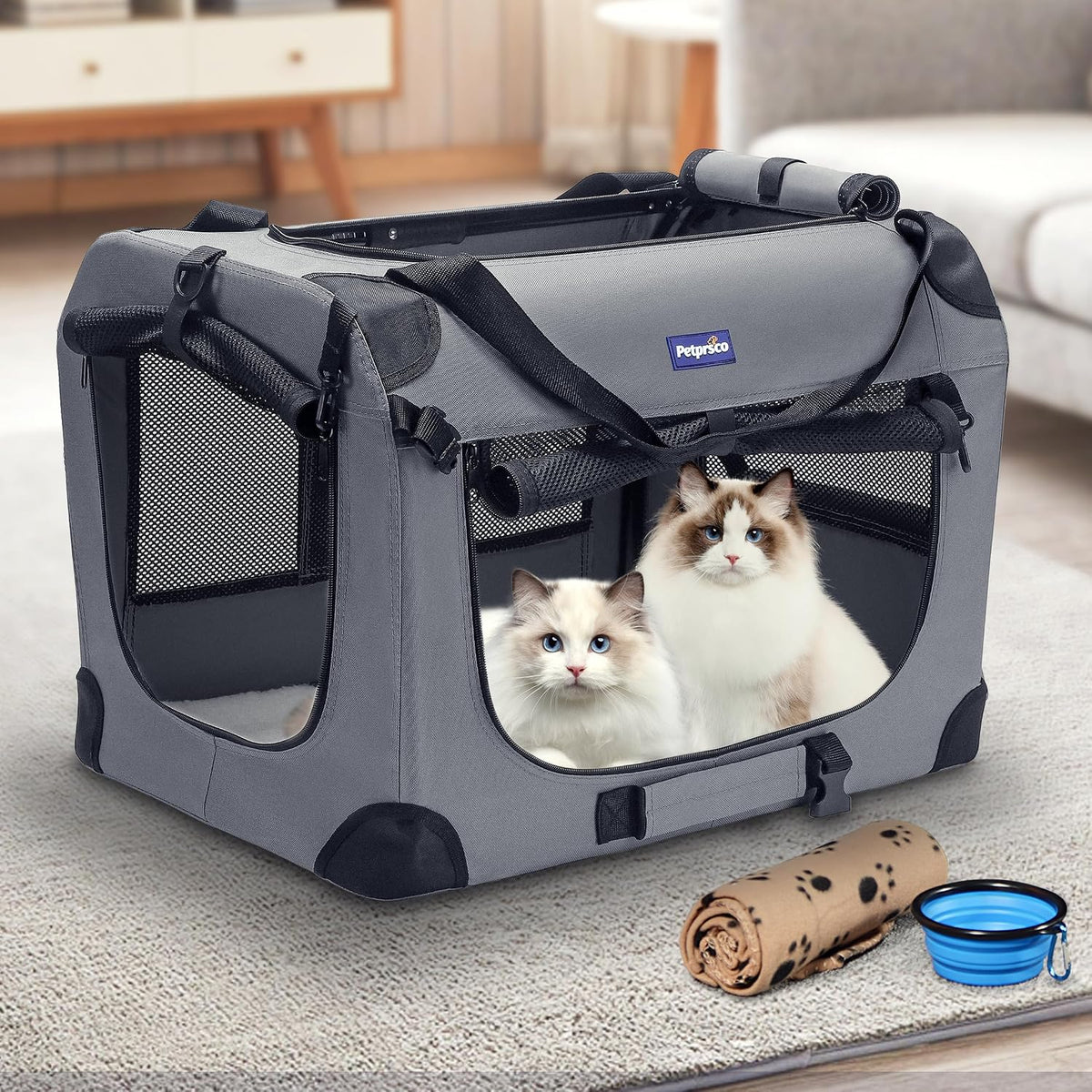 Portable Collapsible Dog Crate, 24" Soft Dog Crate for Car Travel