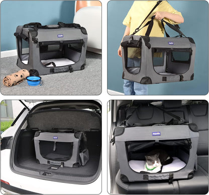 Portable Collapsible Dog Crate, 24" Soft Dog Crate for Car Travel