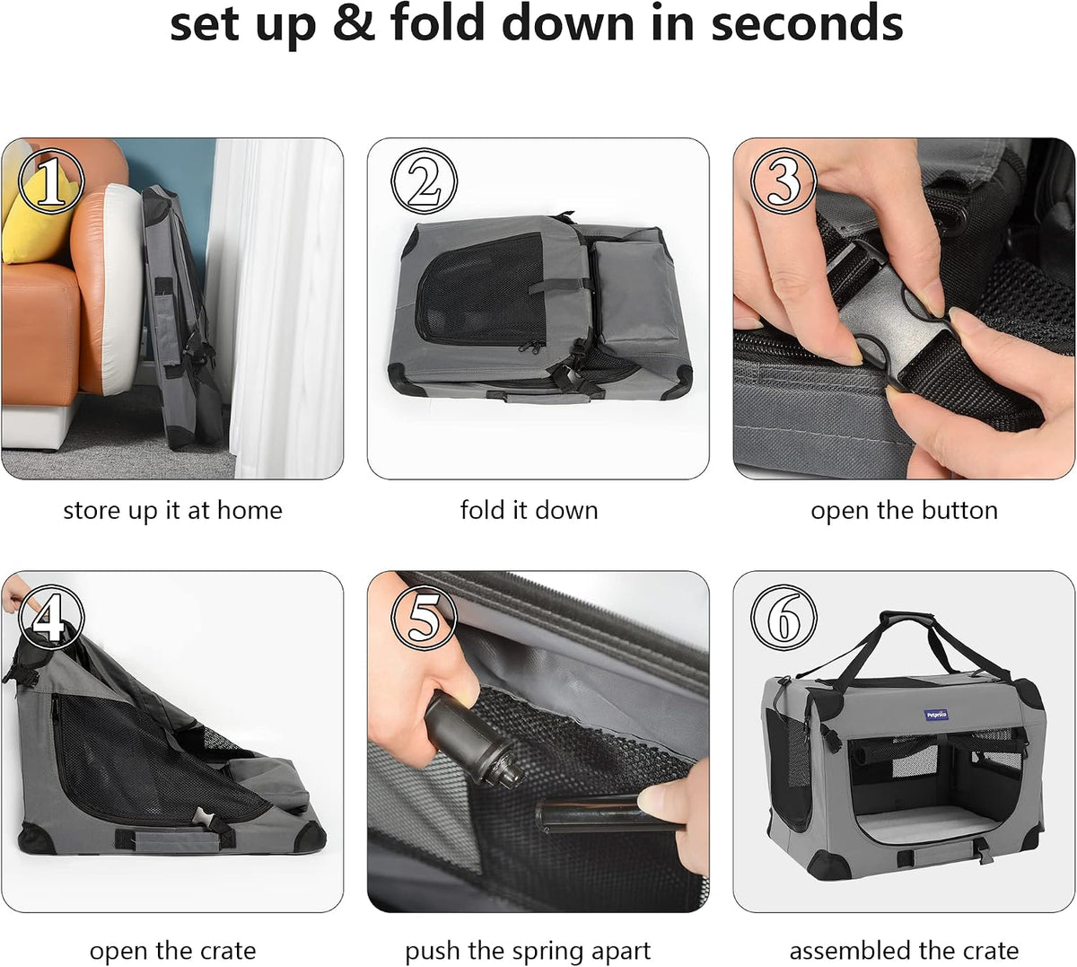 Portable Collapsible Dog Crate, 24" Soft Dog Crate for Car Travel