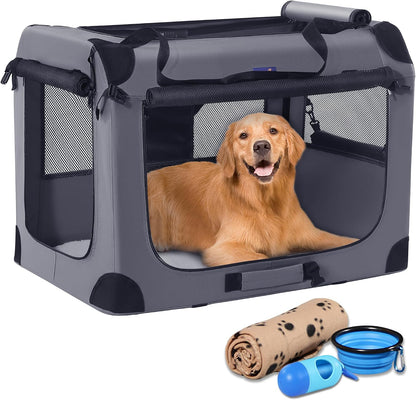 Portable Collapsible Dog Crate, 24" Soft Dog Crate for Car Travel