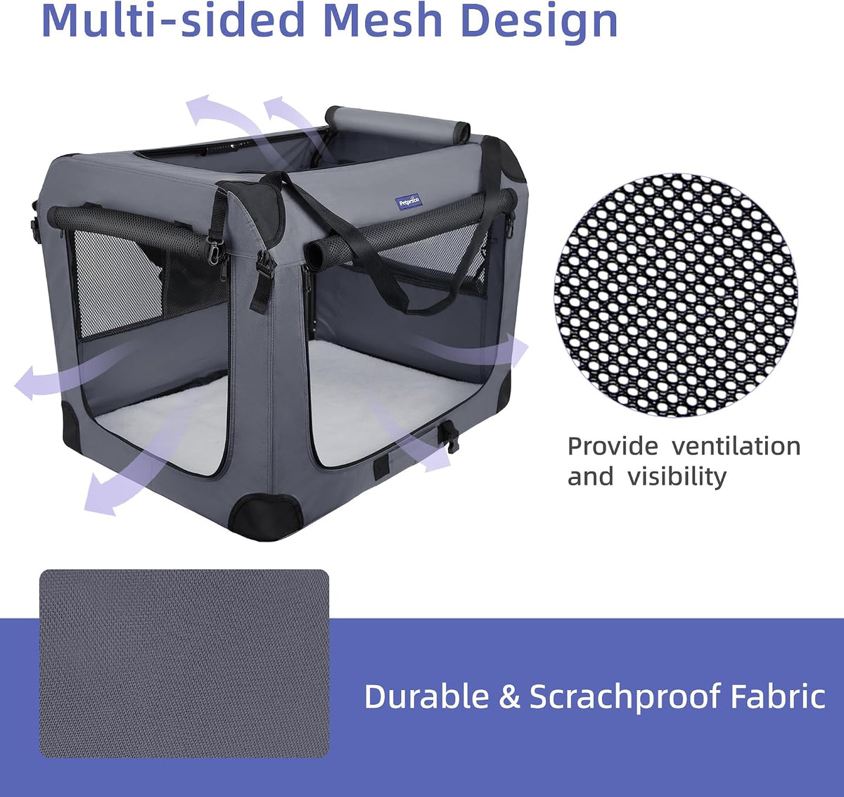 Portable Collapsible Dog Crate, 24" Soft Dog Crate for Car Travel