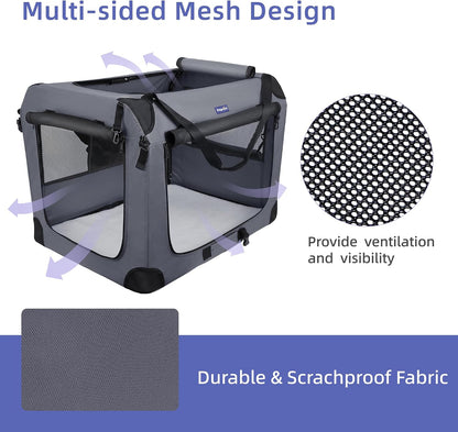 Portable Collapsible Dog Crate, 24" Soft Dog Crate for Car Travel