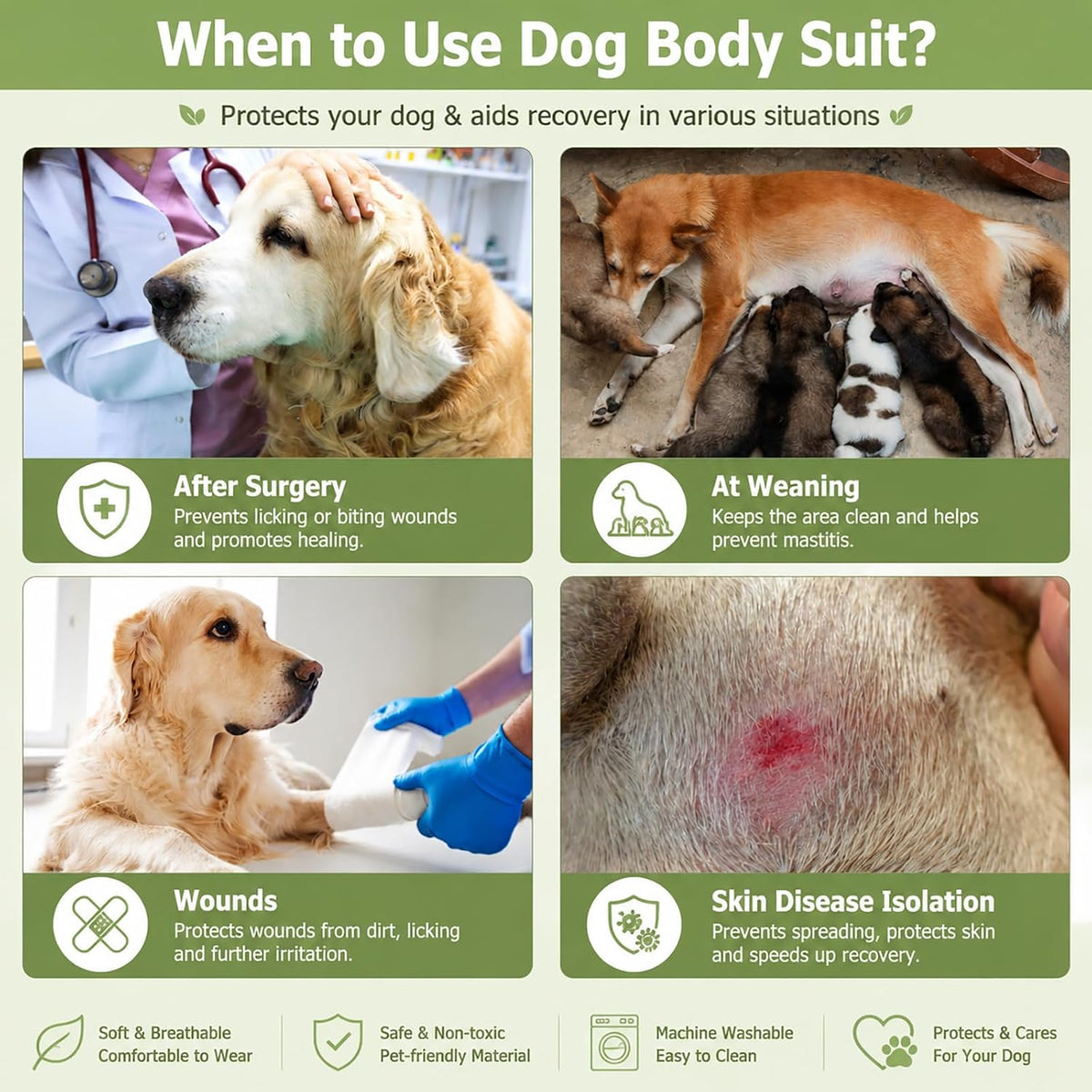 2 Pack Dog Recovery Suit for After Neuter Spay Wounds Protector