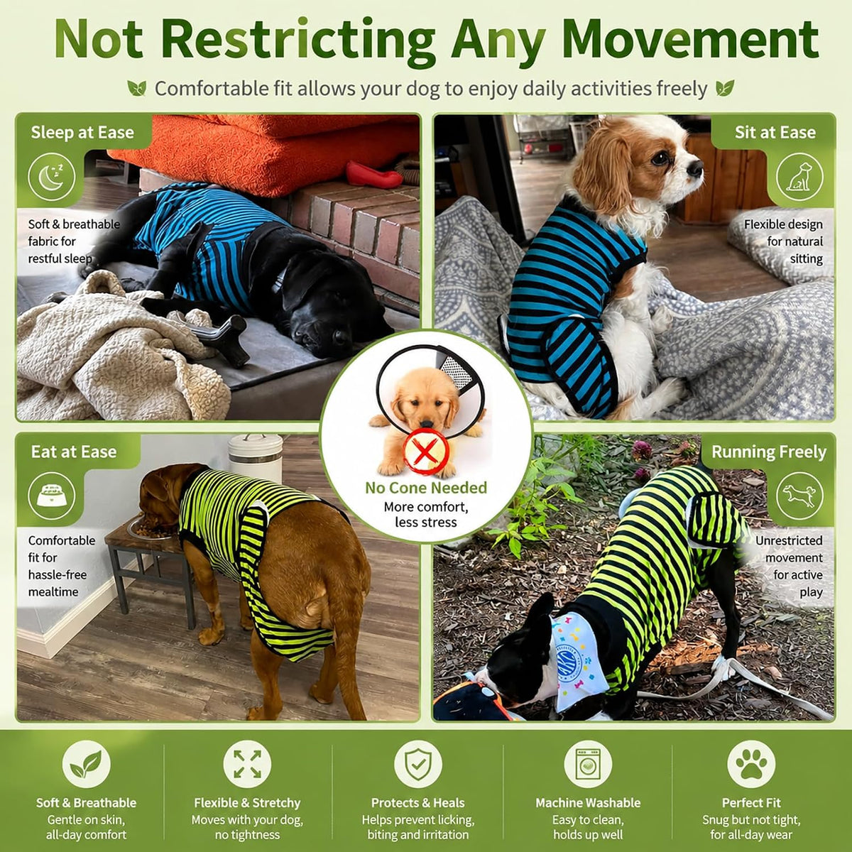 2 Pack Dog Recovery Suit for After Neuter Spay Wounds Protector