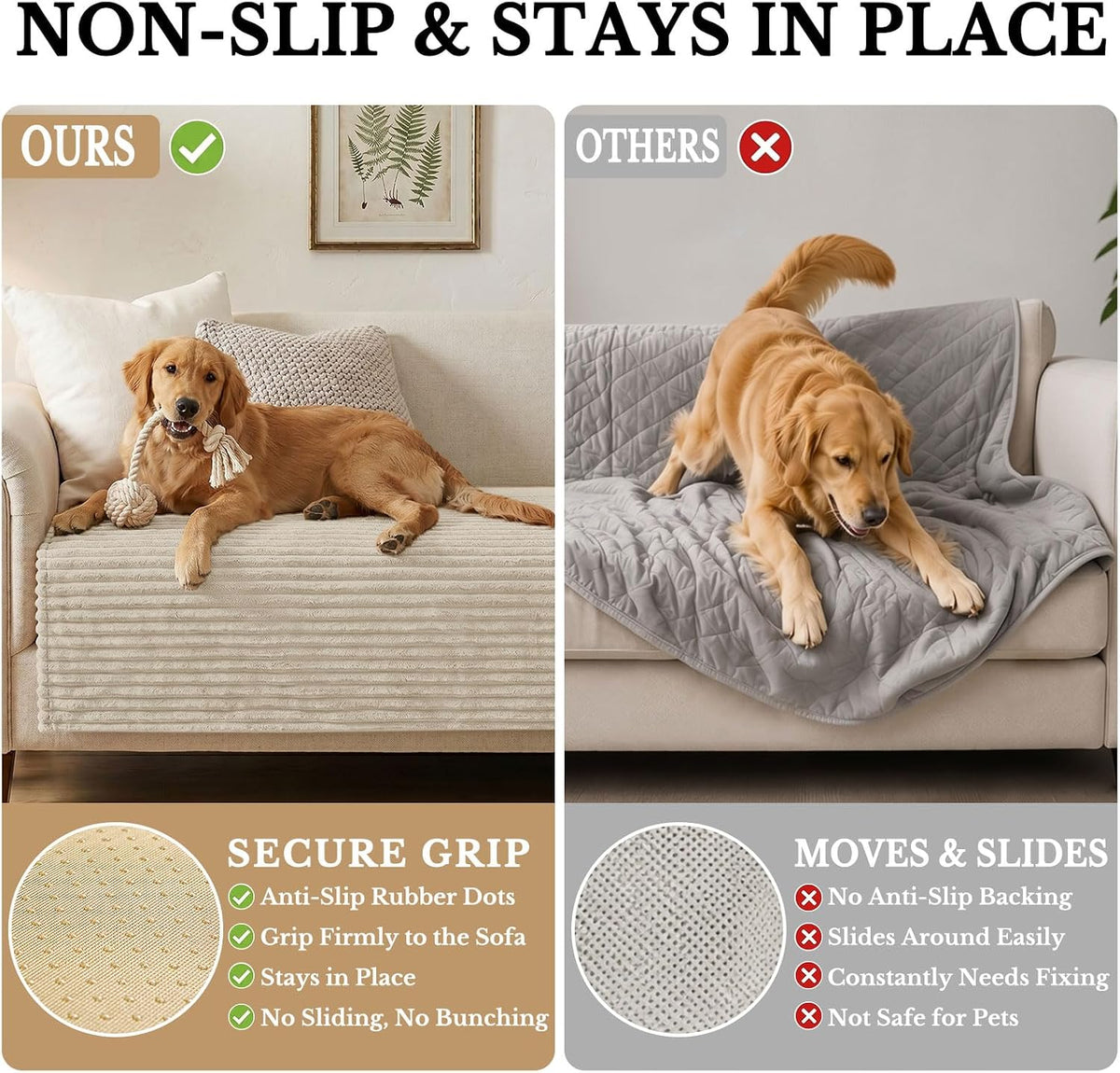 Waterproof Couch Cover for Dogs, Washable Non Slip Plush Protector