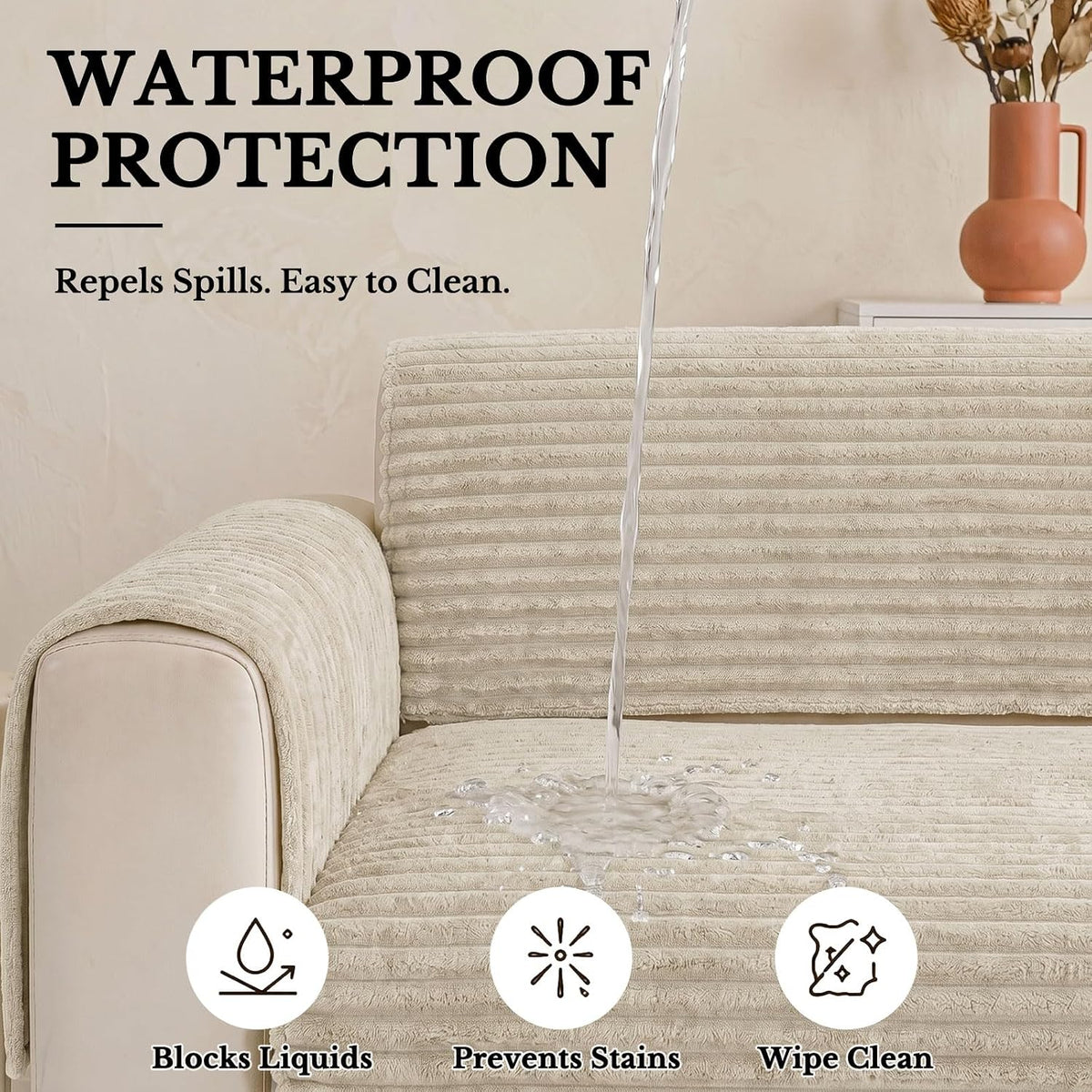 Waterproof Couch Cover for Dogs, Washable Non Slip Plush Protector