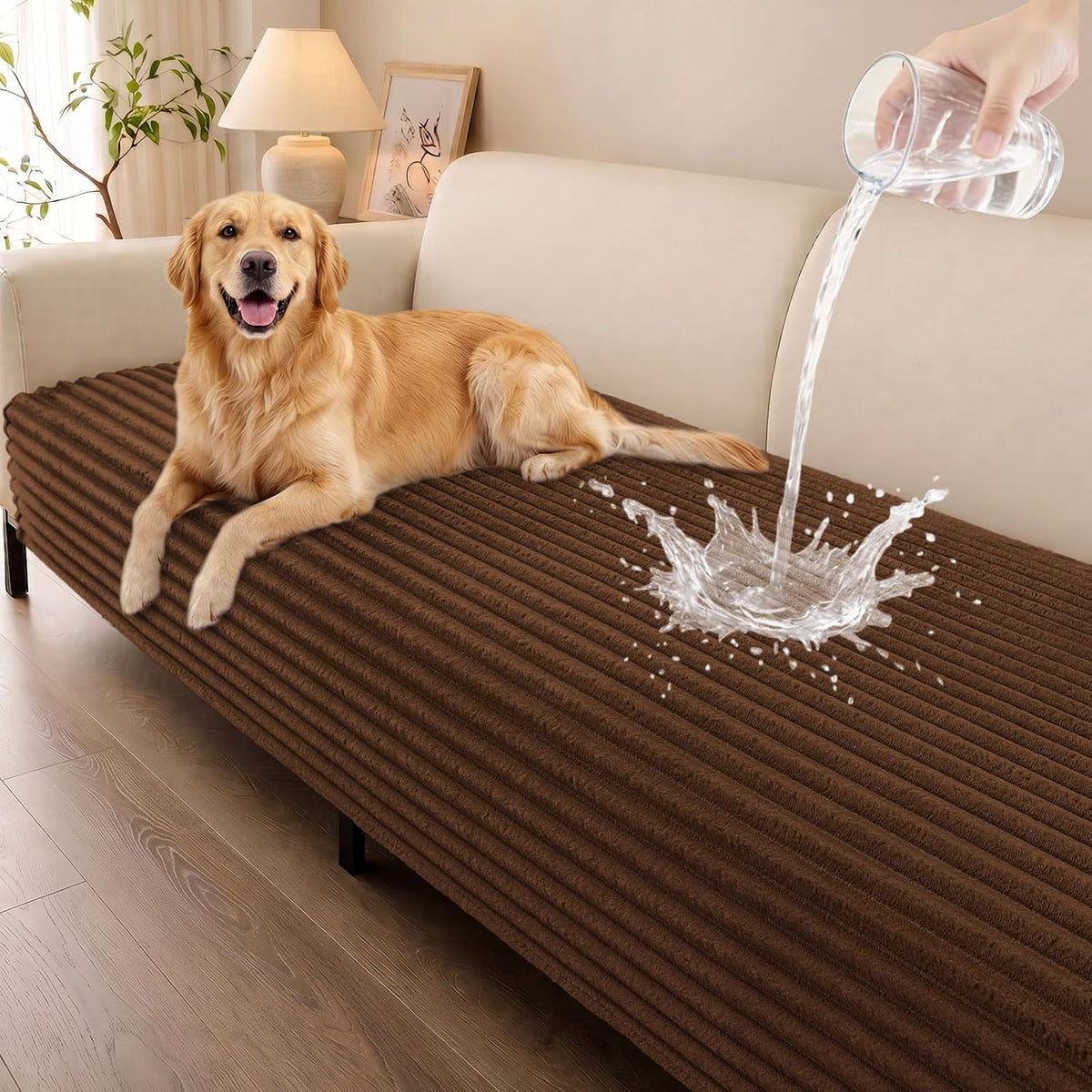 Waterproof Couch Cover for Dogs, Washable Non Slip Plush Protector