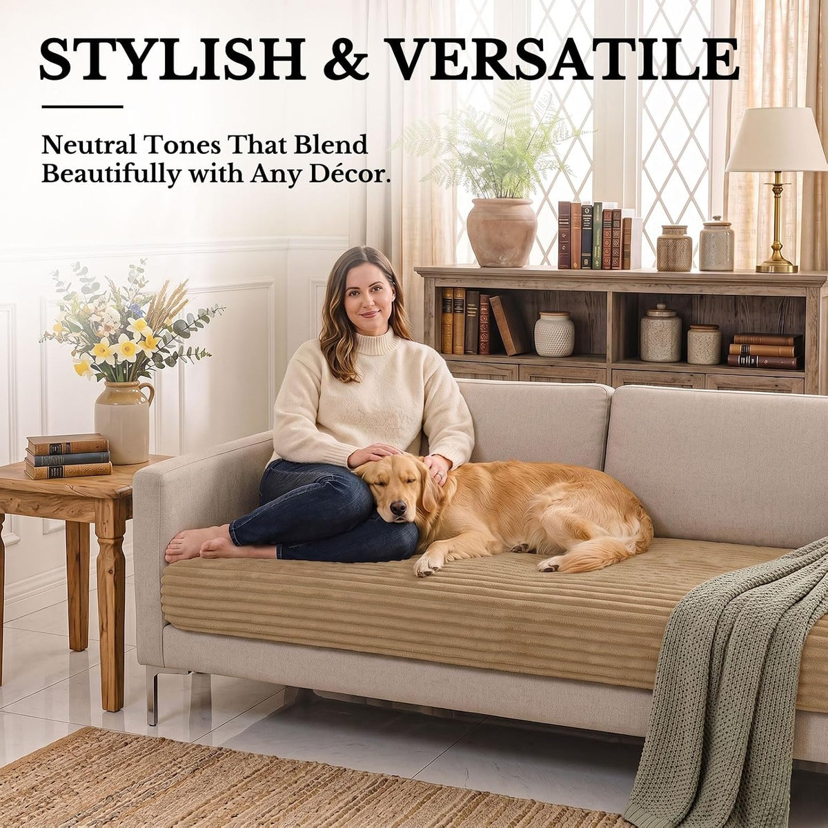 Waterproof Couch Cover for Dogs, Washable Non Slip Plush Protector