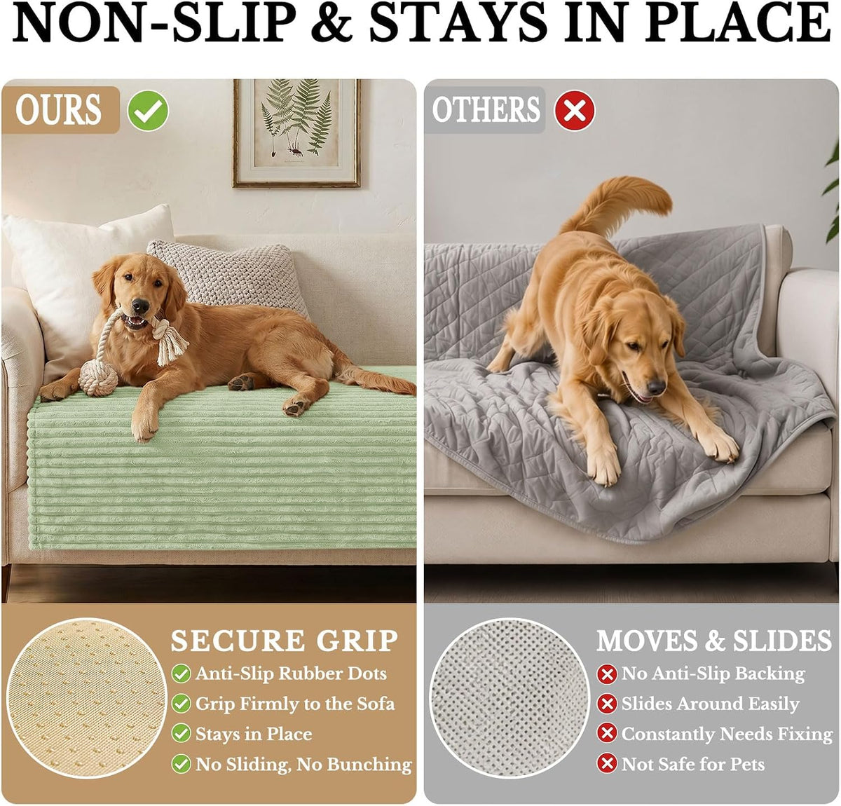 Waterproof Couch Cover for Dogs, Washable Non Slip Plush Protector