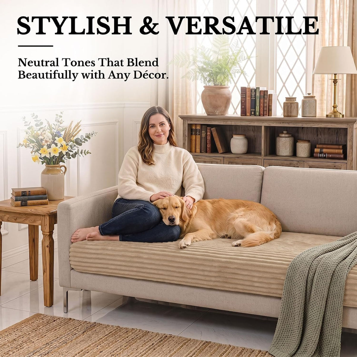 Waterproof Couch Cover for Dogs, Washable Non Slip Plush Protector
