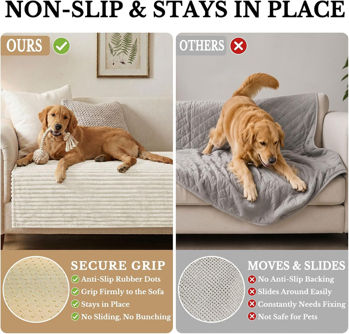 Waterproof Couch Cover for Dogs, Washable Non Slip Plush Protector