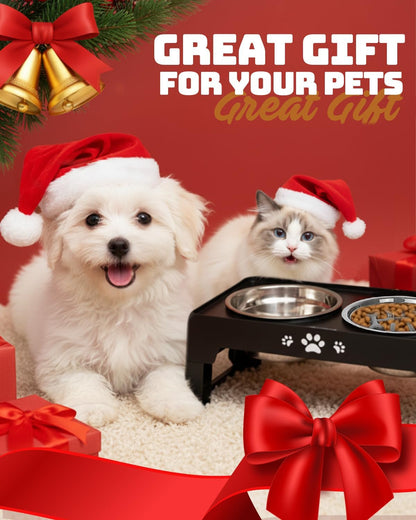 Elevated Dog Bowls for Medium Large Size Dogs, Non-Slip Dog Feeder with 1*Stainless Steel Dishes & 1*Slow Feeder Bowl, 5 Heights Adjustable Raised Bowls to 3.15″-8.66″-9.84″-11.02″-12.2″