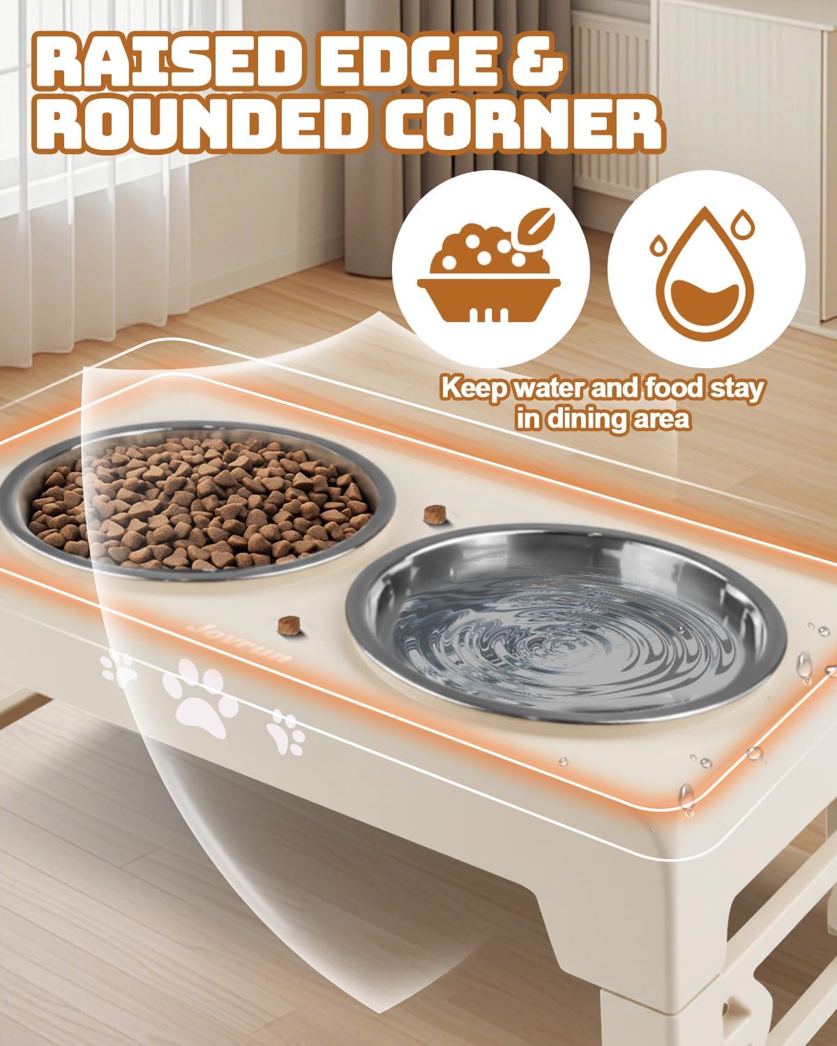 Elevated Dog Bowls for Medium Large Size Dogs, Non-Slip Dog Feeder with 1*Stainless Steel Dishes & 1*Slow Feeder Bowl, 5 Heights Adjustable Raised Bowls to 3.15″-8.66″-9.84″-11.02″-12.2″