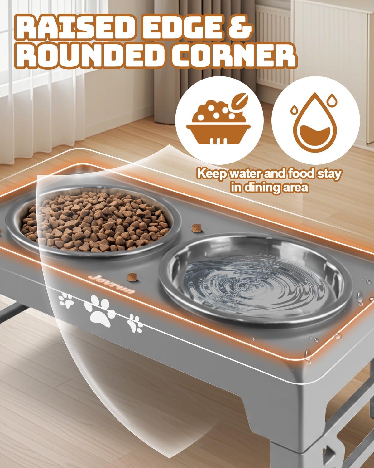 Elevated Dog Bowls for Medium Large Size Dogs, Non-Slip Dog Feeder with 1*Stainless Steel Dishes & 1*Slow Feeder Bowl, 5 Heights Adjustable Raised Bowls to 3.15″-8.66″-9.84″-11.02″-12.2″