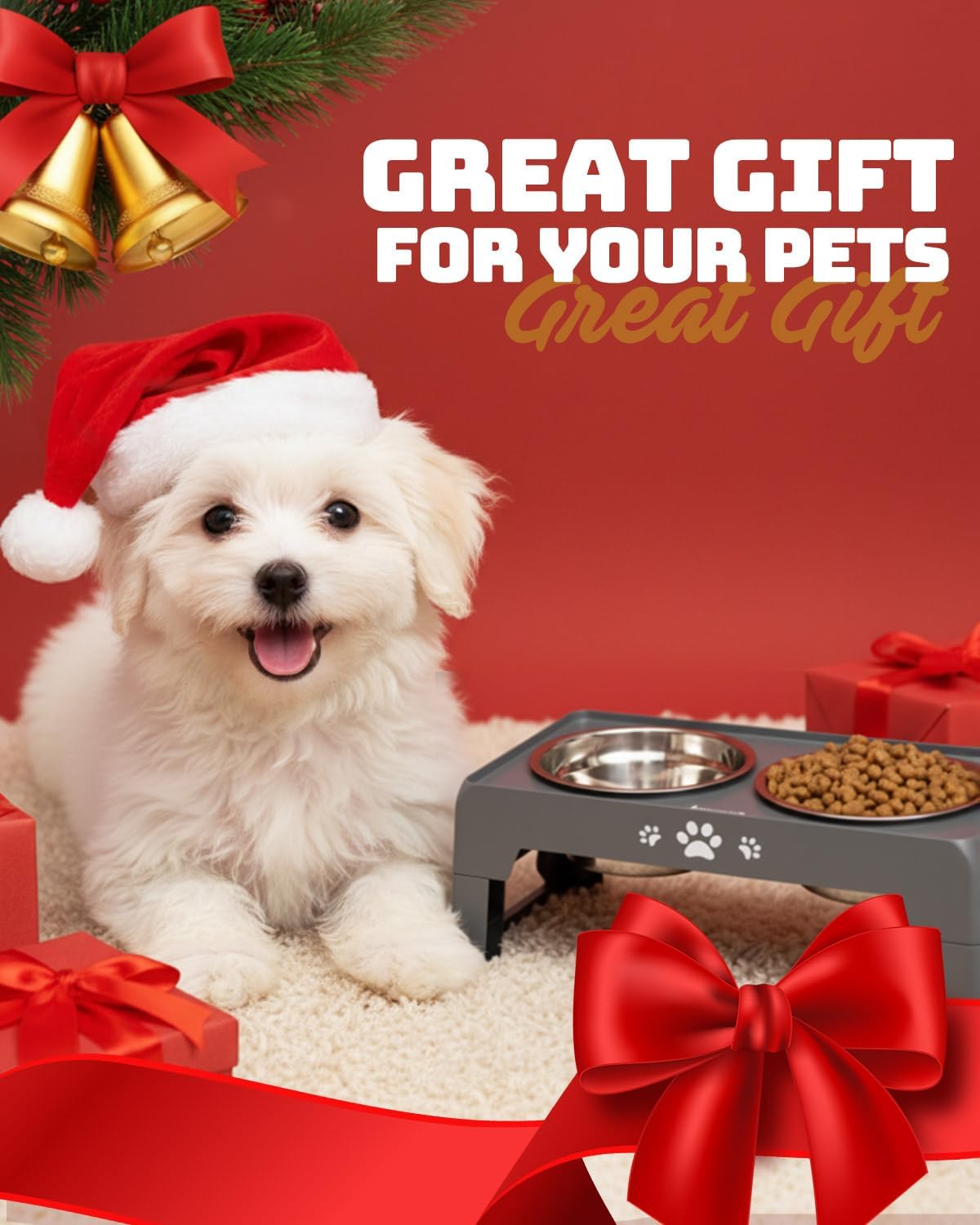 Elevated Dog Bowls for Medium Large Size Dogs, Non-Slip Dog Feeder with 1*Stainless Steel Dishes & 1*Slow Feeder Bowl, 5 Heights Adjustable Raised Bowls to 3.15″-8.66″-9.84″-11.02″-12.2″