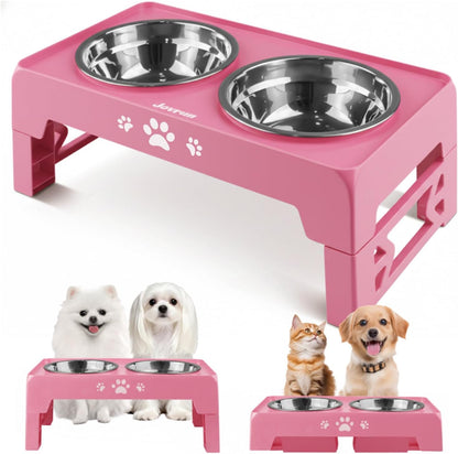 Elevated Dog Bowls for Medium Large Size Dogs, Non-Slip Dog Feeder with 1*Stainless Steel Dishes & 1*Slow Feeder Bowl, 5 Heights Adjustable Raised Bowls to 3.15″-8.66″-9.84″-11.02″-12.2″