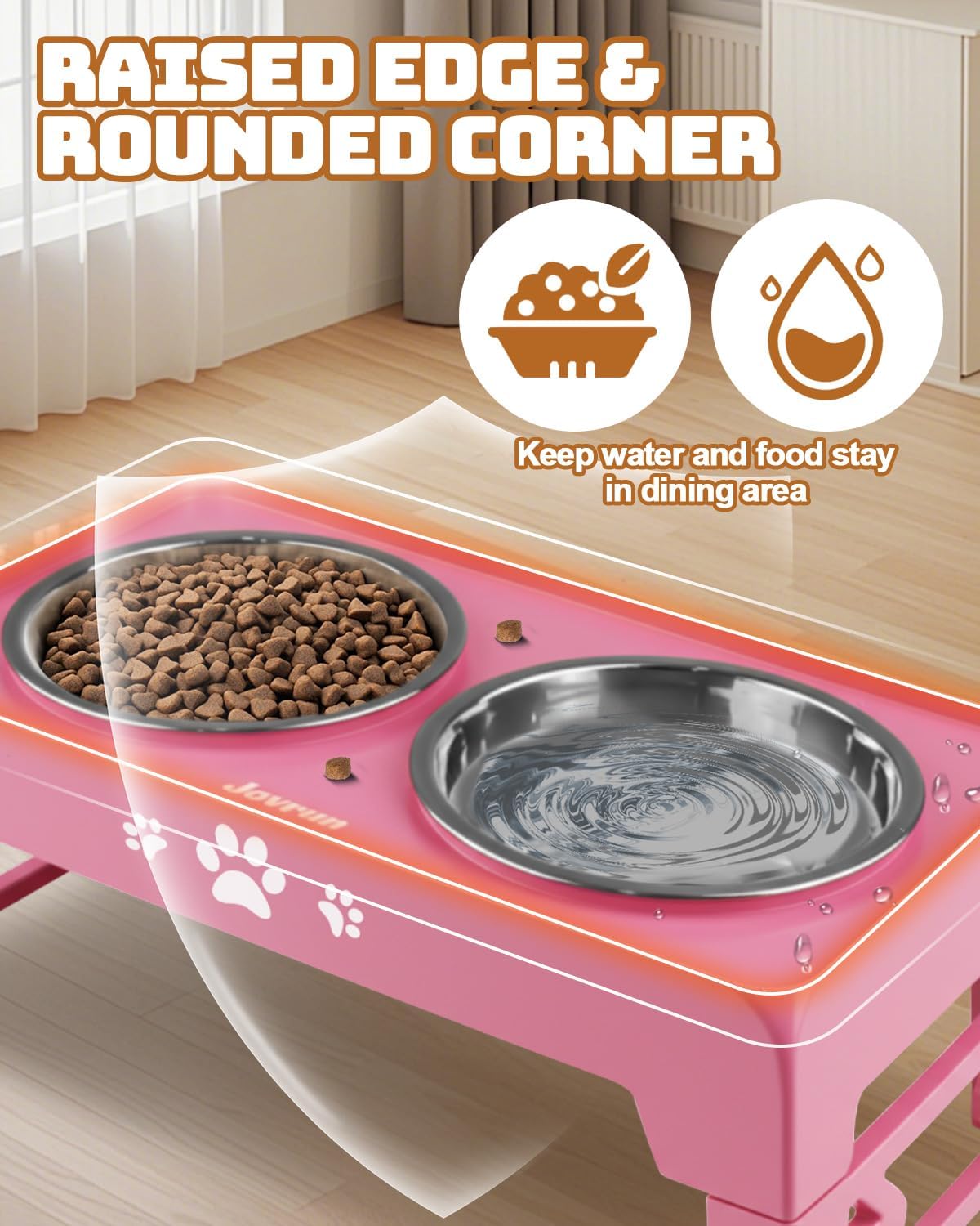 Elevated Dog Bowls for Medium Large Size Dogs, Non-Slip Dog Feeder with 1*Stainless Steel Dishes & 1*Slow Feeder Bowl, 5 Heights Adjustable Raised Bowls to 3.15″-8.66″-9.84″-11.02″-12.2″