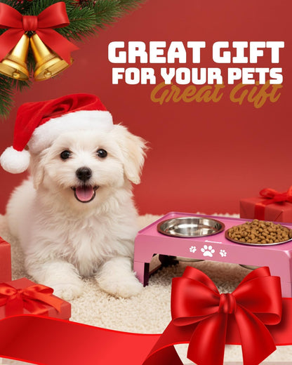 Elevated Dog Bowls for Medium Large Size Dogs, Non-Slip Dog Feeder with 1*Stainless Steel Dishes & 1*Slow Feeder Bowl, 5 Heights Adjustable Raised Bowls to 3.15″-8.66″-9.84″-11.02″-12.2″