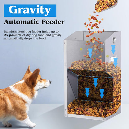 Automatic Dog Feeder Large Breed Stainless Steel Feeder Dispenser