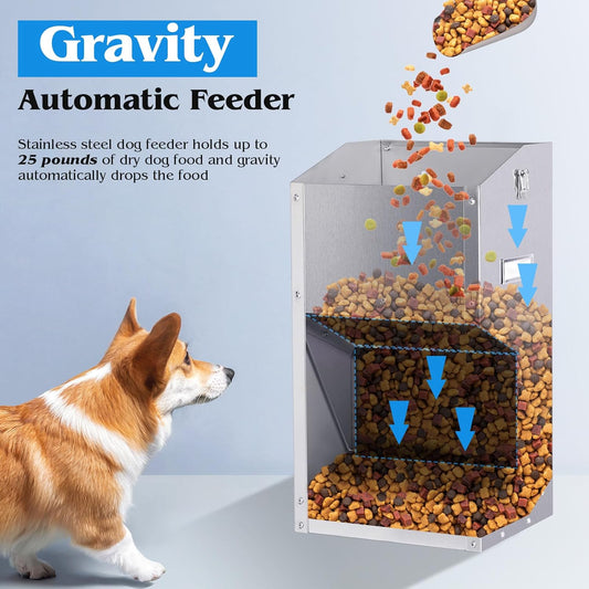 Automatic Dog Feeder Large Breed Stainless Steel Feeder Dispenser