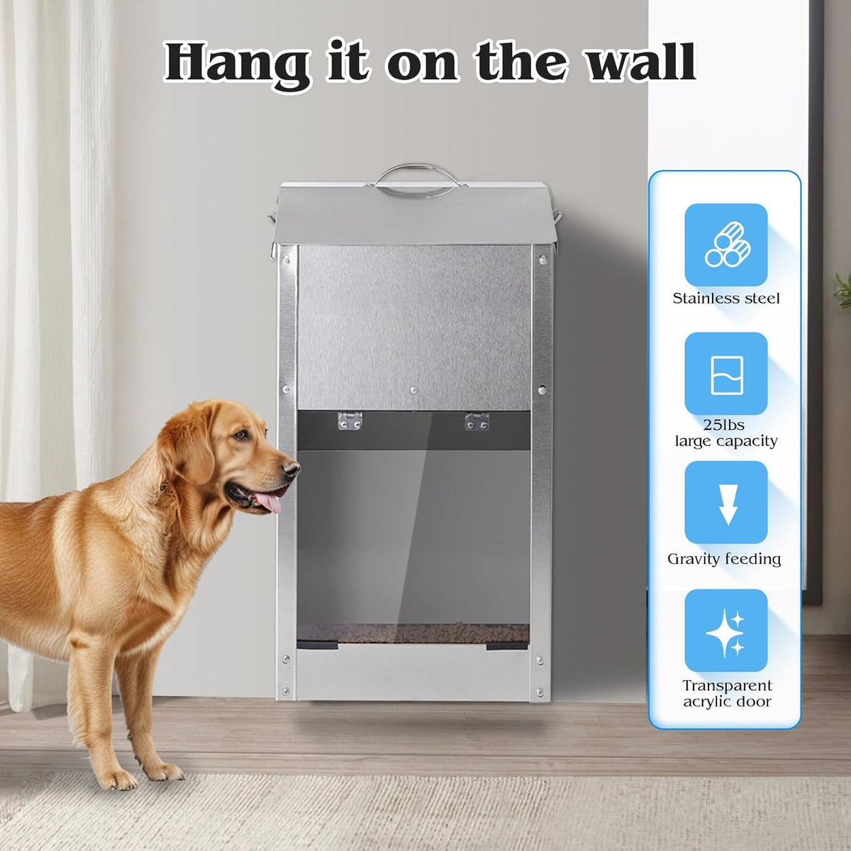 Automatic Dog Feeder Large Breed Stainless Steel Feeder Dispenser