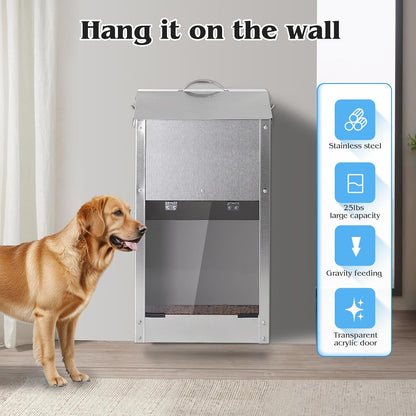 Automatic Dog Feeder Large Breed Stainless Steel Feeder Dispenser