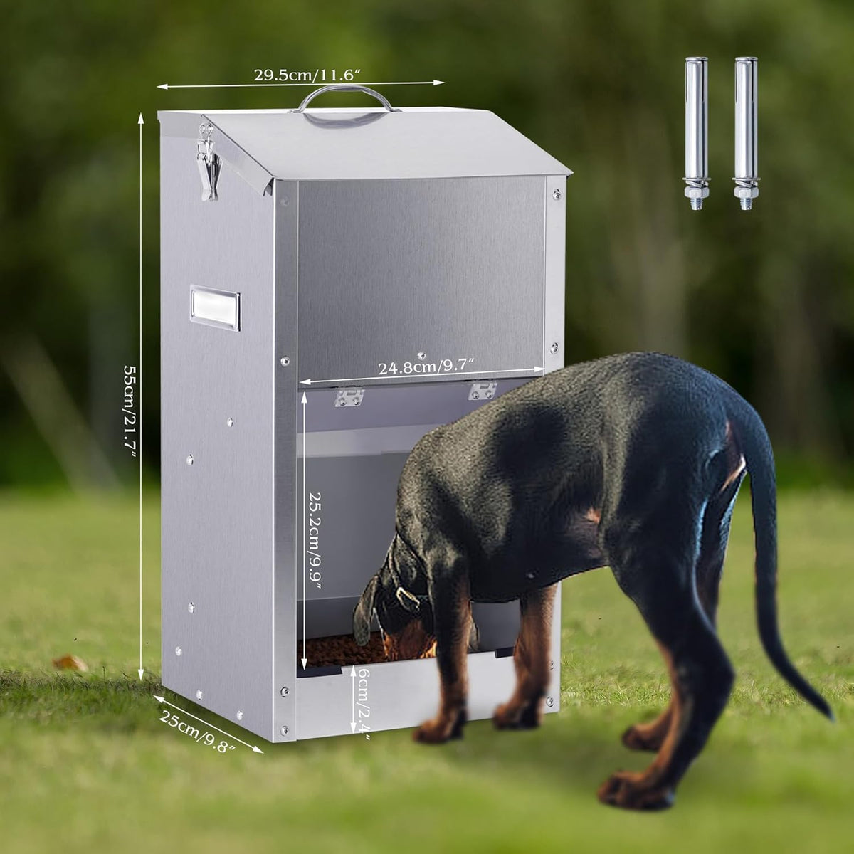 Automatic Dog Feeder Large Breed Stainless Steel Feeder Dispenser