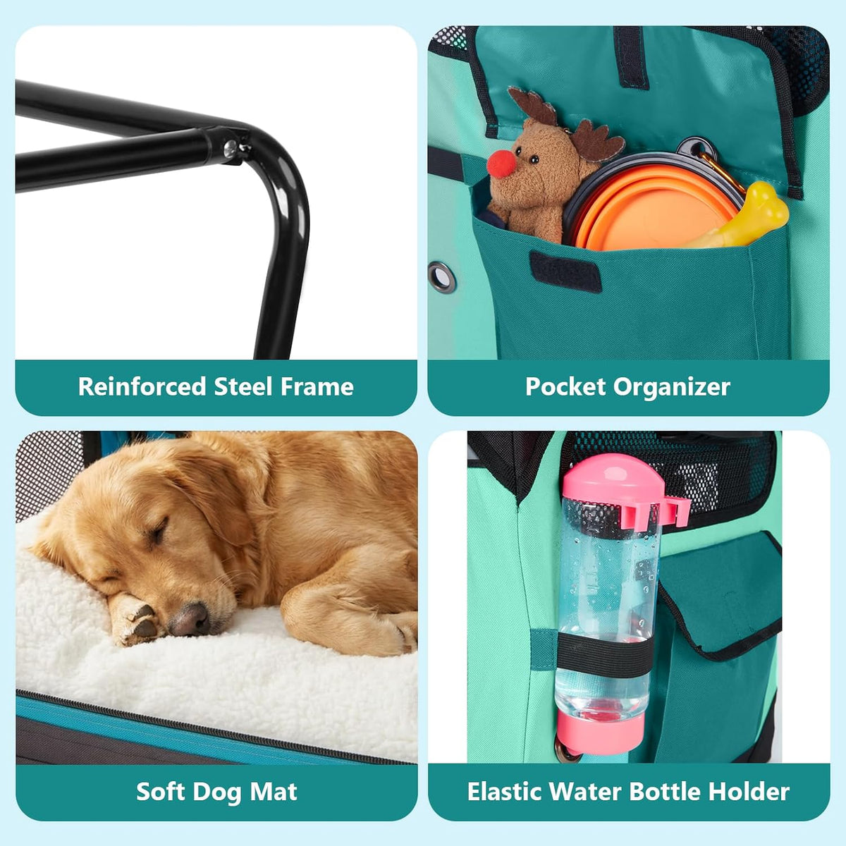 Collapsible Dog Crate, 42 inch Portable Travel Dog Crate for Large Dogs, 4-Door Foldable Pet Kennel with Durable Mesh Windows & Soft Mat