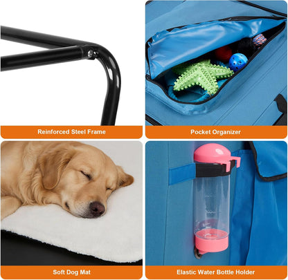 Collapsible Dog Crate, 42 inch Portable Travel Dog Crate for Large Dogs, 4-Door Foldable Pet Kennel with Durable Mesh Windows & Soft Mat
