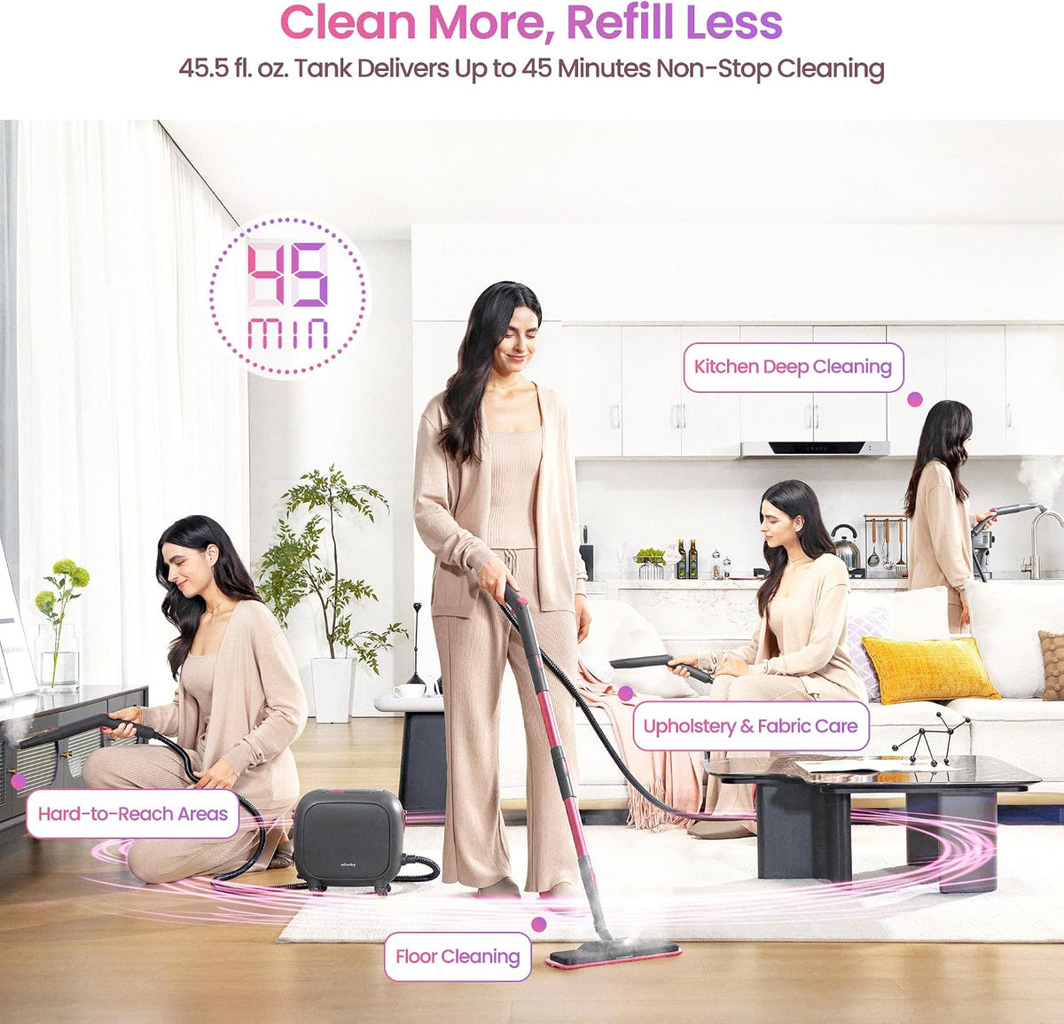21-in-1 Steam Cleaner for Home, Heavy-Duty Steamer for Cleaning