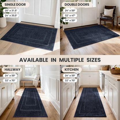 PURRUGS Dirt Trapping Door Mat 32" x 47", Non-Slip/Skid Machine Washable Entryway Rug, Dog Doormat, Super Absorbent Welcome Mat for Muddy Wet Shoes and Paws, Grayish Brown