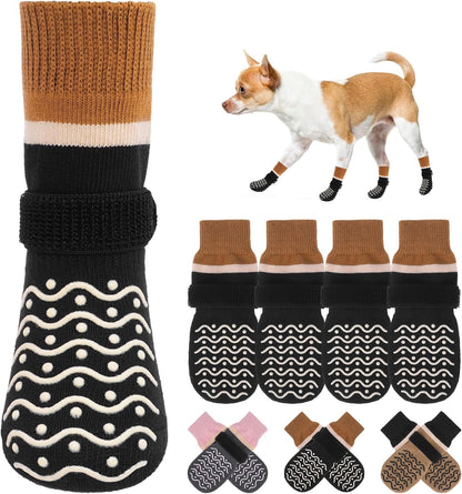 BEAUTYZOO Dog Socks to Prevent Licking Paws -Dog Shoes for Hot Pavement & Hardwood Floors Anti Slip, Traction Control Boots & Paw Protectors with Double Side Grips for Small Medium Large Senior Dogs