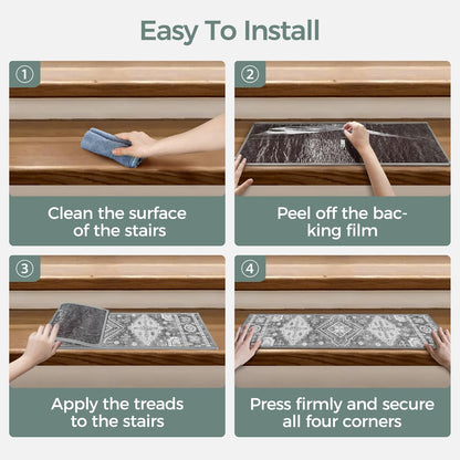 sarben Non Slip Stair Treads for Wooden Steps 15PCS - 8"x30" Indoor Safety Carpet, Edging Mats with TPE Adhesive Backing, Pet and Elderly Friendly Stair Rugs (Taupe) - Colors A