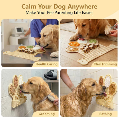 Dog Lick Mat with Suction Cups, Slow Feeder & Enrichment Mat for Dogs & Cats, Silicone Feeding Mat for Wet & Dry Food, Anxiety Relief, Mess-Free Foldable Pocket Design, Pink