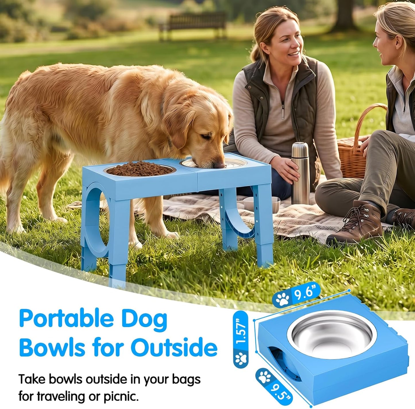 XIAZ Elevated Dog Bowls Large Breed Raised Dogs Bowl Stand Large/Medium Sized Dog Slow Feeder Dogs Bowls Food Water Stands 5 Heights Adjustable 9/11/12/14in Pet Feeder Dish Station