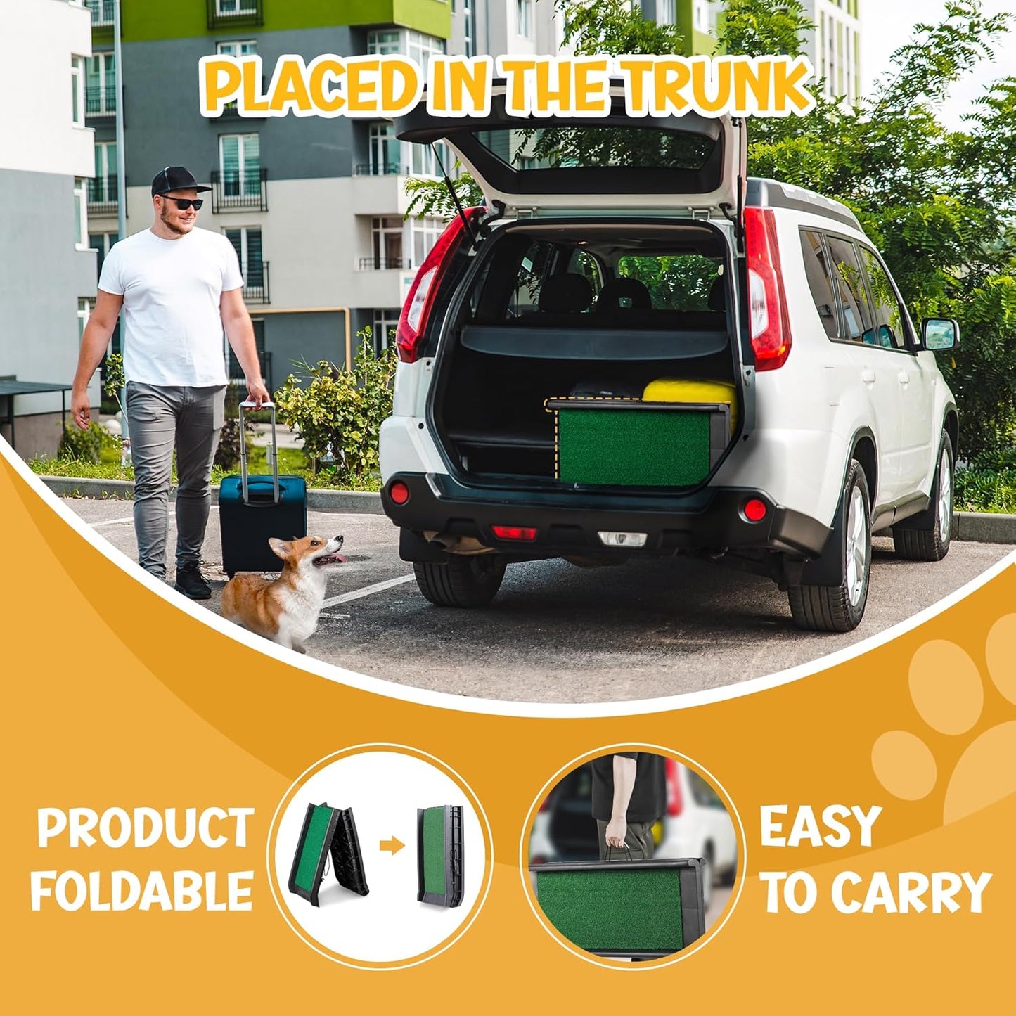 ZENY Portable Folding Dog Ramps for SUV, Truck, Car Ramp Stairs Step Ladder for Pet, Non-Slip Pet Ramp with Raised Siderails