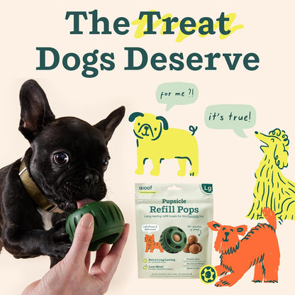 WOOF Pupsicle Refill Pops - Low-Mess Dog Snacks - with Peanut Butter and Beef - Dog Treats - Long Lasting - Large Pops - 7 Count