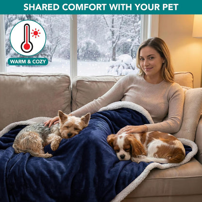 PetAmi Waterproof Dog Blanket for Couch, Large 60x40, Pee Proof Sherpa Fleece Reversible Pet Throw, Furniture Protector for Bed Sofa Kennel, Soft Washable Cover for Medium Dogs Cats, Grey Sherpa