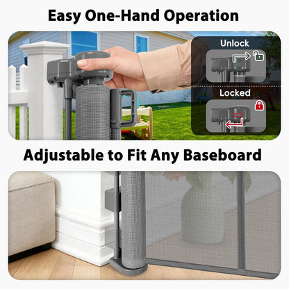 250" Reinforced Extra Wide Baby Gate Retractable Dog Gate, 21ft Extra Long Baby Gate Retractable Gates for Dogs, 48" Extra Tall Pet Gate Retractable Fence Outdoor Gate for Deck/Garage/Patio, Black