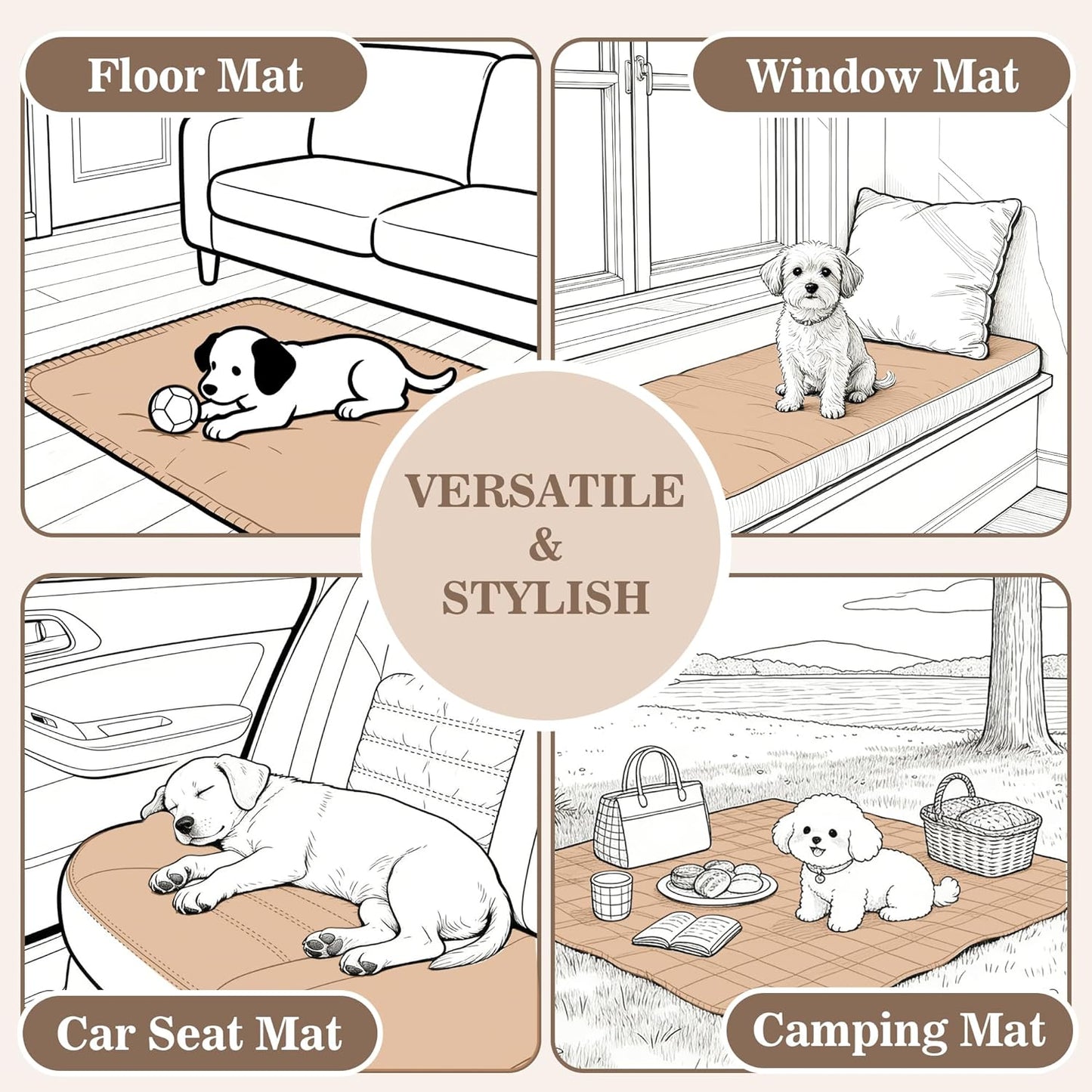 MYSKY HOME 100% Waterproof Couch Cover for Dogs, Plush Pet Couch Covers for Sofa Washable, Couch Covers for 2 Cushion Sofa Pet Friendly, Non-Slip Durable Sofa Cover Slipcover Protector, Cream, 35"x63"