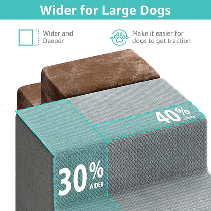 YENING Large Dog Stairs for High Beds - Extra Wide Pet Steps for Large Dogs to Get on Tall Bed 3 Deep Step Cat Ramp for Couch