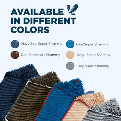 Soggy Doggy Super Shammy Dog Towel – Absorbent Microfiber Chenille Pet Towel for Drying Wet Dogs, Paws, Quick Dry Dog Shammy with Hand Pockets, Machine Washable – Chocolate/Oatmeal Trim, 31” x 14”