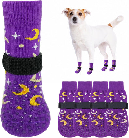 SCENEREAL 6Pcs Anti Slip Dog Socks to Prevent Licking Paws for Hot/Cold Pavement, Dog Grippy Socks for Hardwood Floors, Dog Shoes for Boots & Paw Protectors for Puppy Small Medium Large Senior Dogs