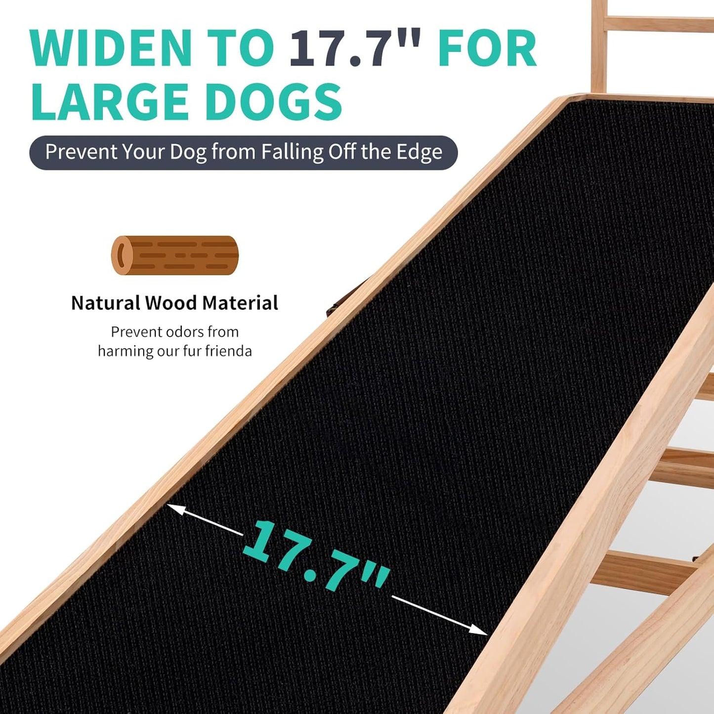 Dog Ramp for Couch, 5-Level Adjustable Wooden Pet Ramp for Bed & SUV, Adjustable Height 15.7"-23.6",Folding Non Slip Dog Ramps for Small Large Senior Dogs & Cats - Furniture Quality